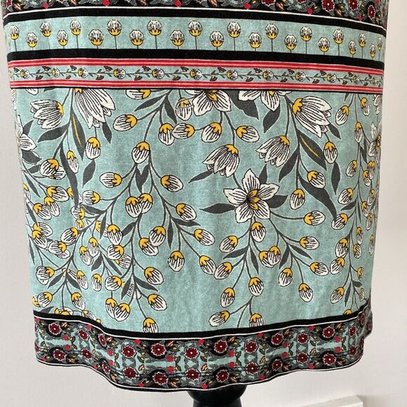 Alice + Olivia FLORAL CREWNECK MIDI DRESS size 2 Stretch Boho Feminine Vacation - Picture 9 of 16